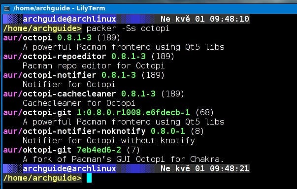 Arch: grafický správce balíčků Octopi