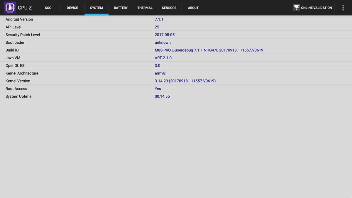 Mecool M8S Pro L - Benchmarky, Root Check, DRM Info