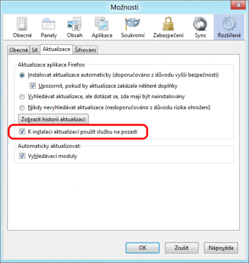 Aktualizaci prostřednictvím služby na pozadí lze snadno vypnout