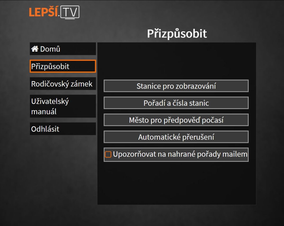 Lepší.TV s tříděním kanálů