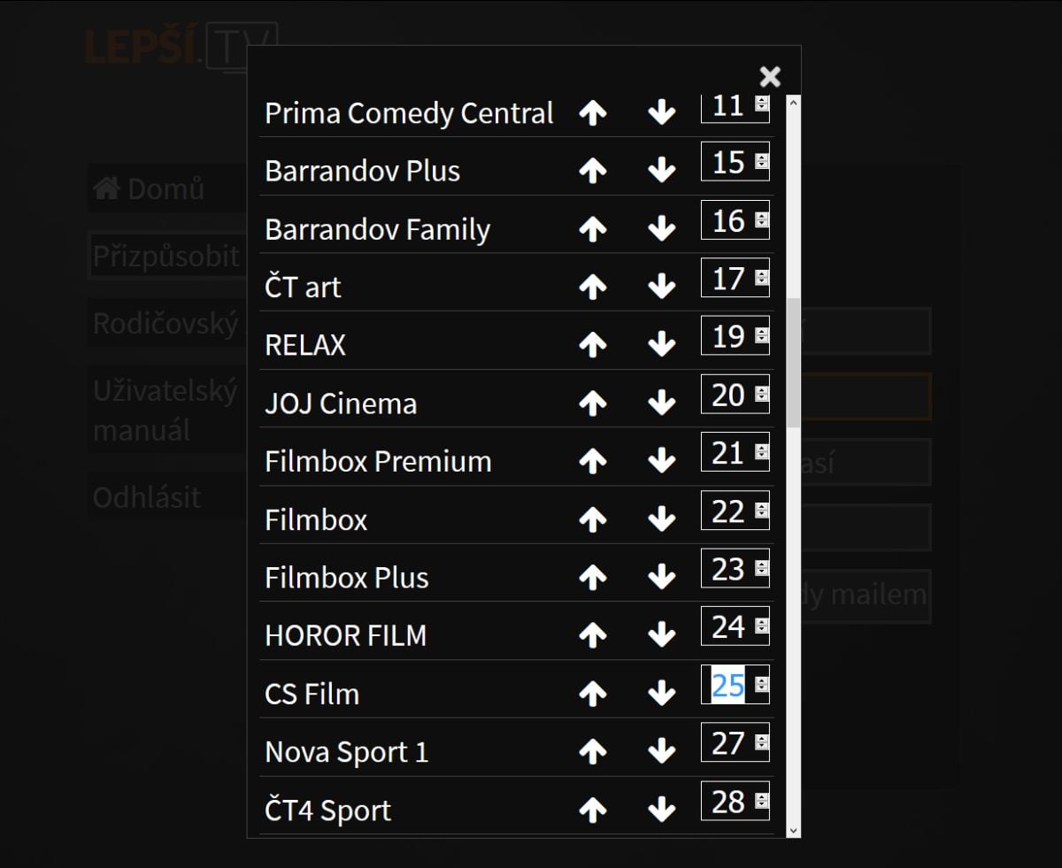 Přímým zadáním čísla kanálu se...