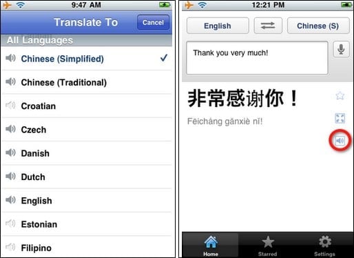 Google Translate iPhone