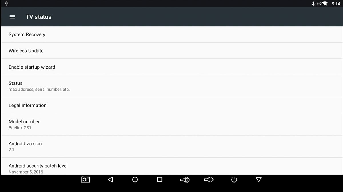 Menu nastavení a DRM info