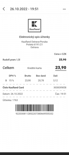 Opis elektronické stvrzenky není podle Kauflandu dokladem pro uznání reklamace nebo vrácení zboží. (26. 10. 2022)
