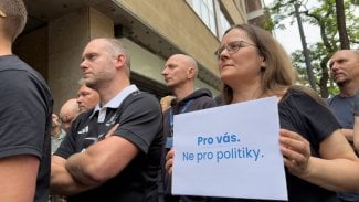Snímek z vyhlášení výstražné stávky zaměstnanců České televize a Českého rozhlasu