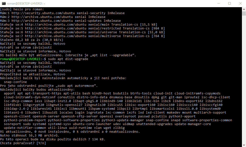 O aktualizace balíčků se samozřejmě postará apt.