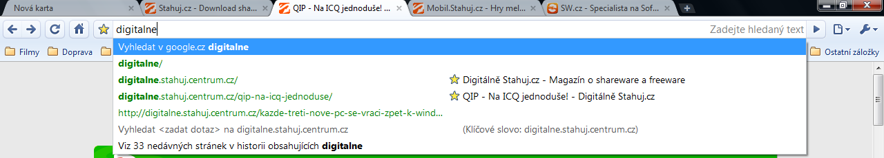 Multifunkční adresní řádek
