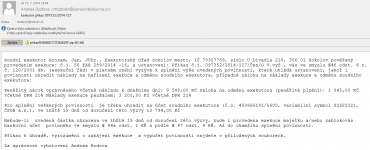 Příklad podvodného e-mailu obsahujícího virus