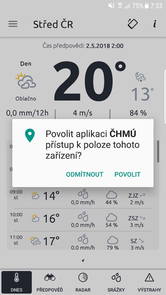 ČHMÚ má nové mobilní aplikace se stavem i předpovědí počasí