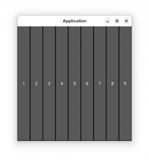 Obrázek 14: Rozmístění devíti tlačítek na plochu kontejneru typu box layout