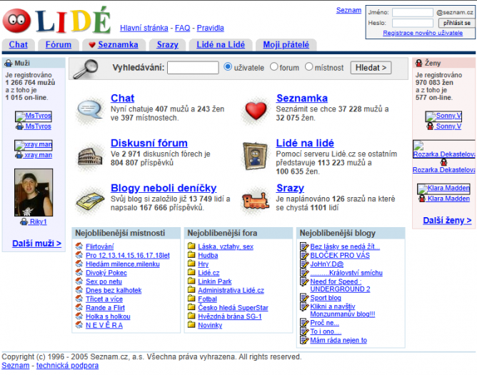 Lide.cz v roce 2005