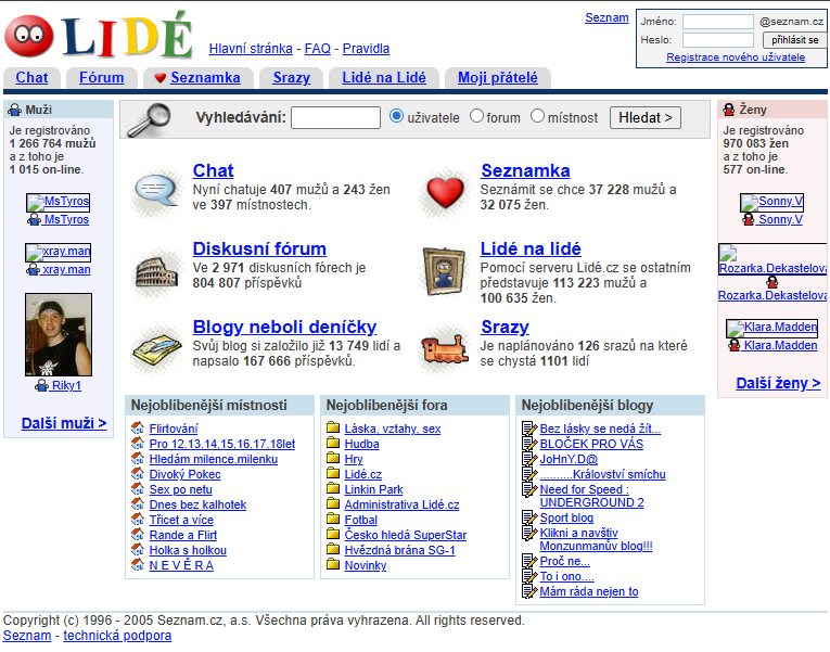 Lide.cz v roce 2005