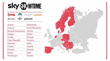 Sky Showtime – mapa pokrytí