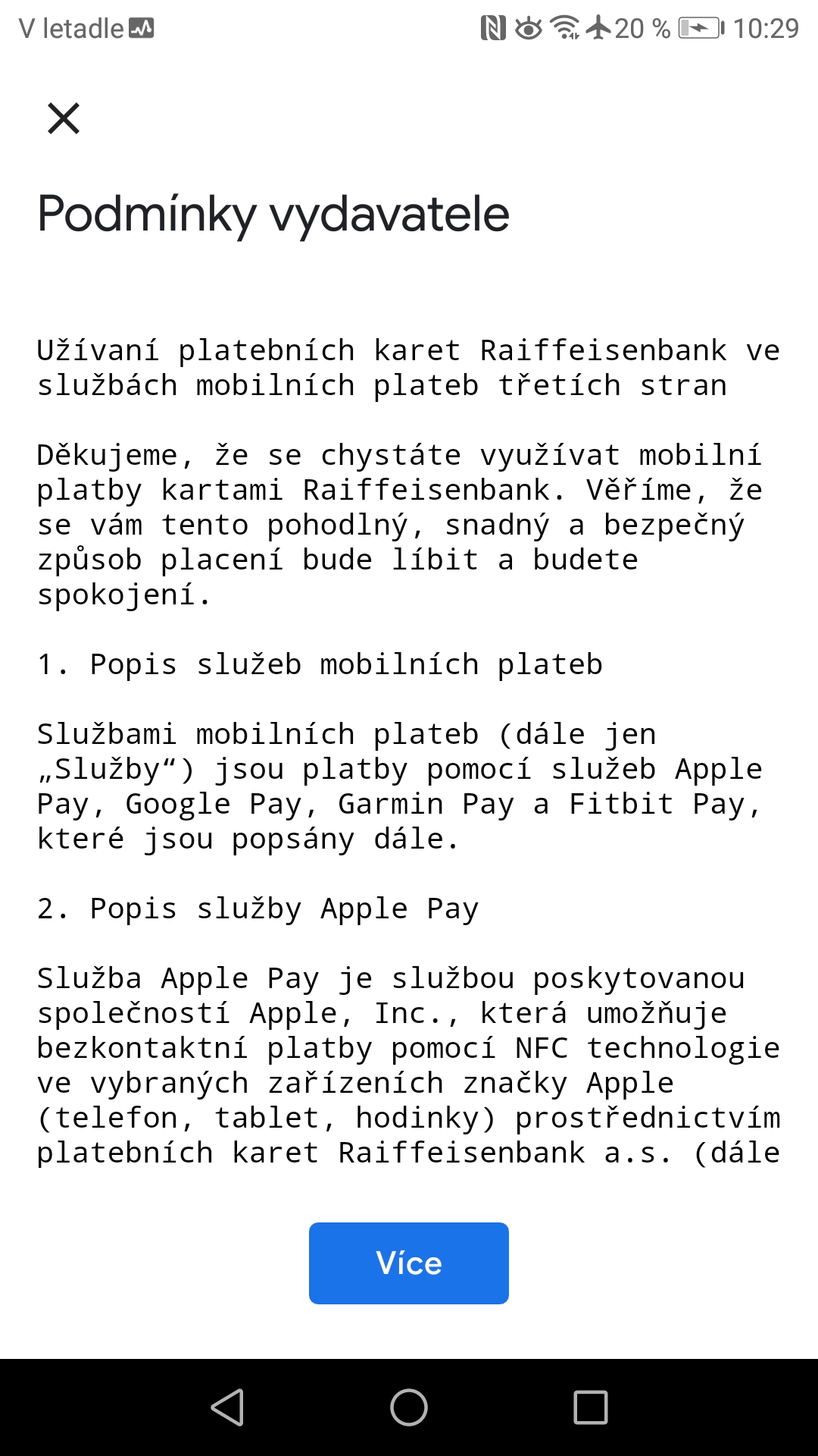 Registrace do služby a potvrzení obchodních podmínek (7. 4. 2020)