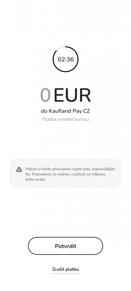 Ověření platební karty v Kaufland Pay přes Zen.com (26. 10. 2022)