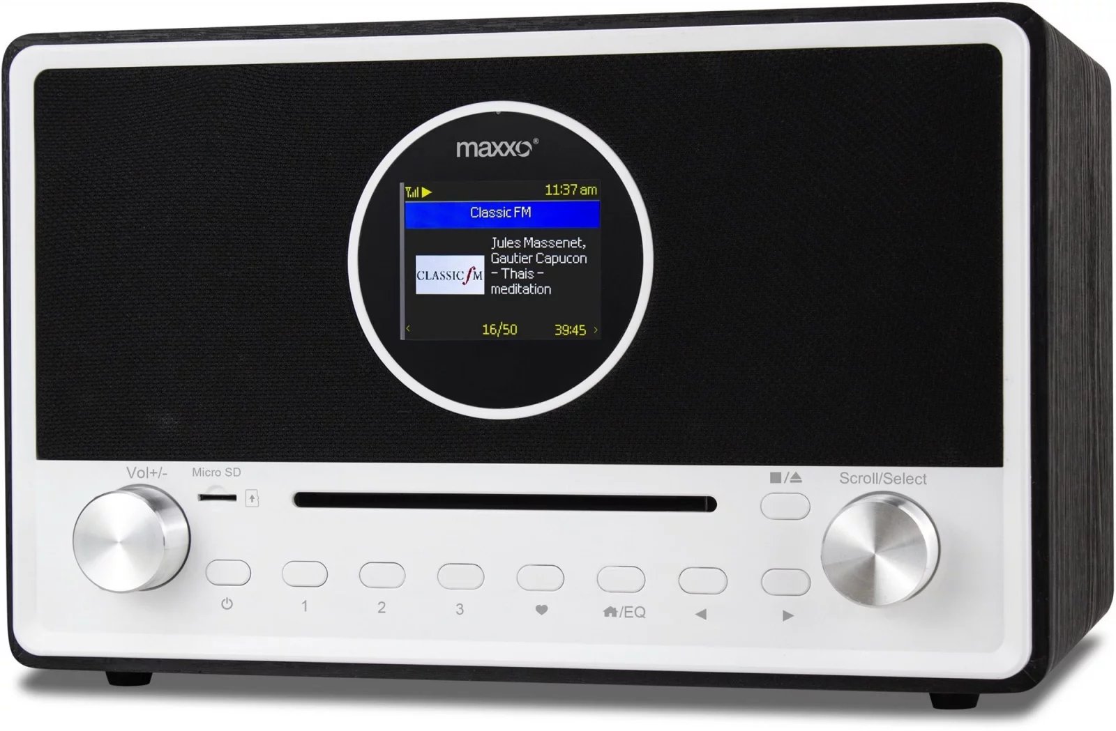 Maxxo DAB+ CD03 - Zákazníci Alzy nejvíc kupují tuto kombinaci digitálního a internetového rádia s výstupním výkonem 20 W. Pamatuje si až 99 předvoleb stanic, které můžete přepínat díky dálkovému ovladači. Výrobce přidal podporu přehrávání obsahu z CD, MicroSD a USB, nechybí ani Bluetooth. Příznivce streamované hudby potěší kompatibilita se Spotify, Apple Music a aplikací Deezer. Samozřejmostí je sluchátkový výstup a AUX vstup 3,5 mm. Napájení je ze sítě.