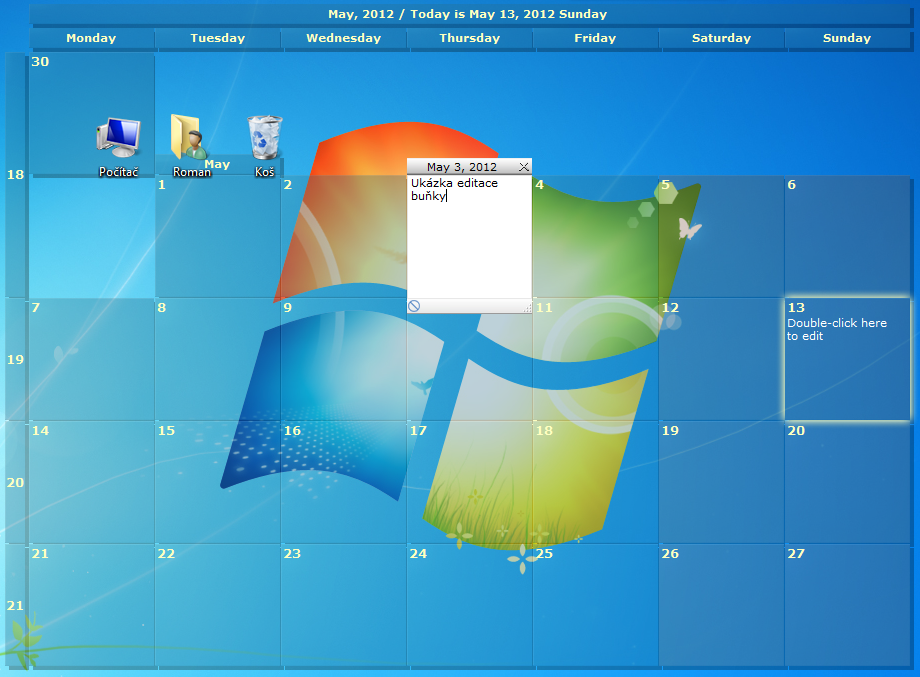 DesktopCal - Užitečný kalendář dostupný přímo z plochy