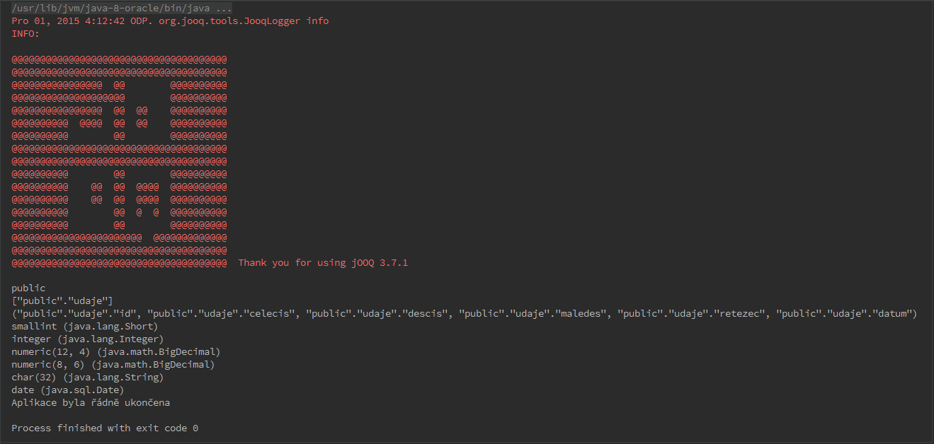 JavaFX: aktualizace a vkládání záznamů JOOQ