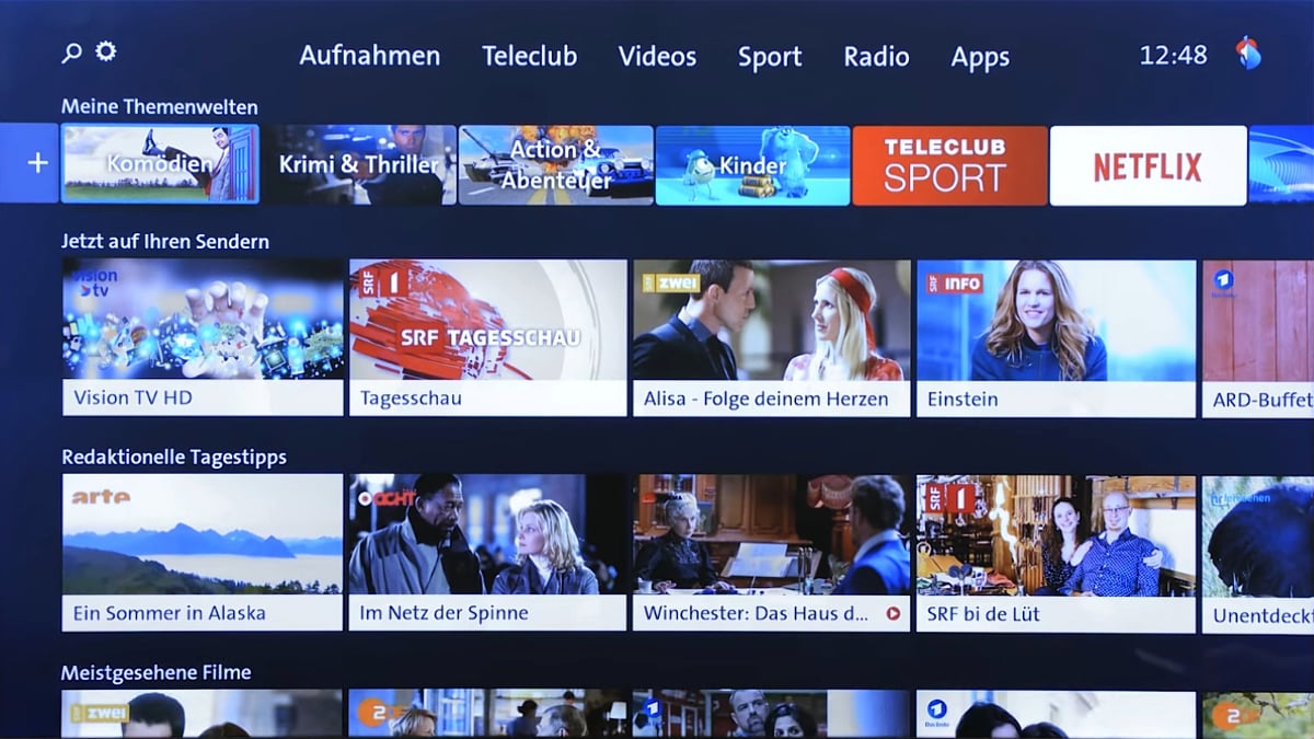 Swisscom TV - uživatelské prostředí