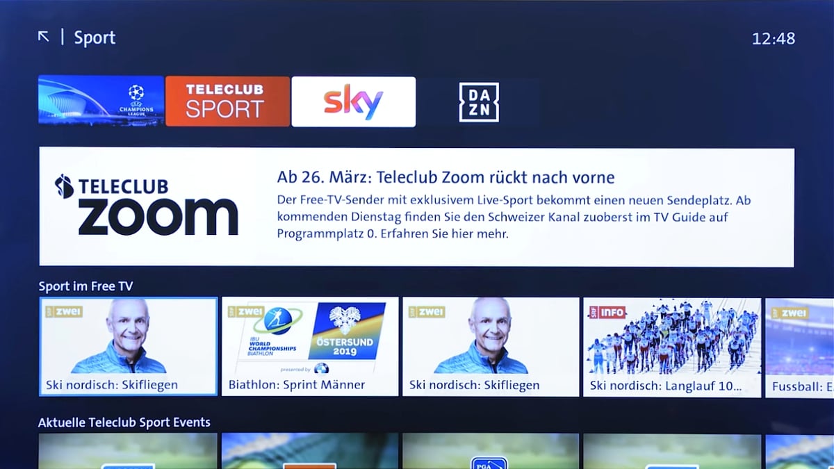 Swisscom TV - uživatelské prostředí