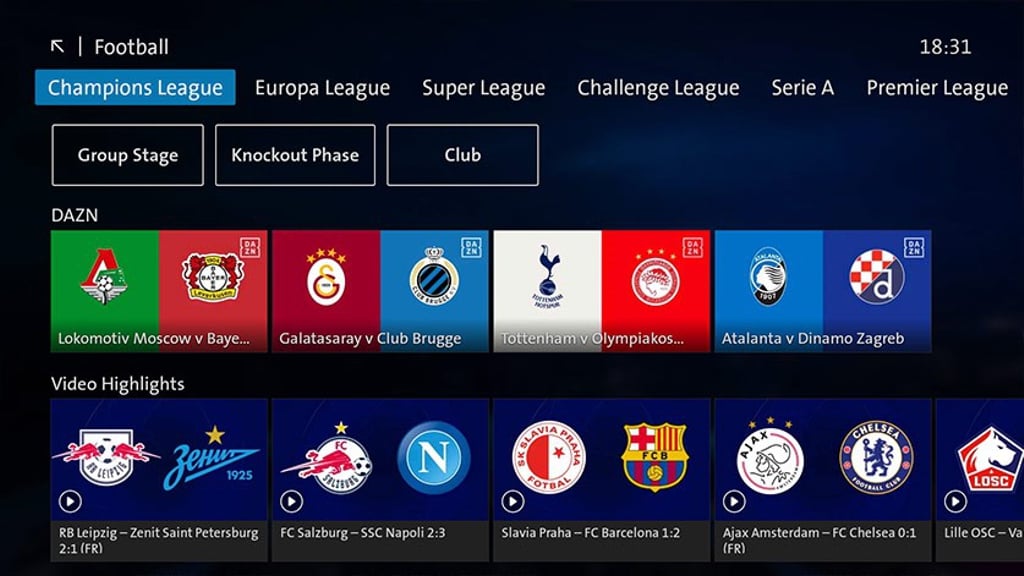 Swisscom TV - uživatelské prostředí