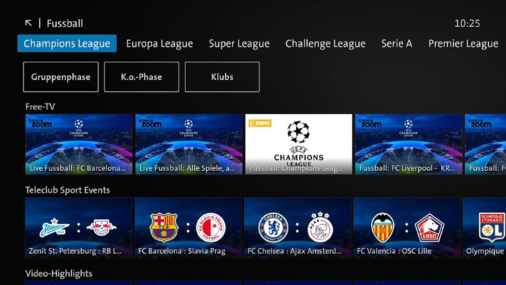 Swisscom TV - uživatelské prostředí