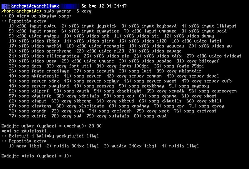 Arch: instalace grafického prostředí Xorg