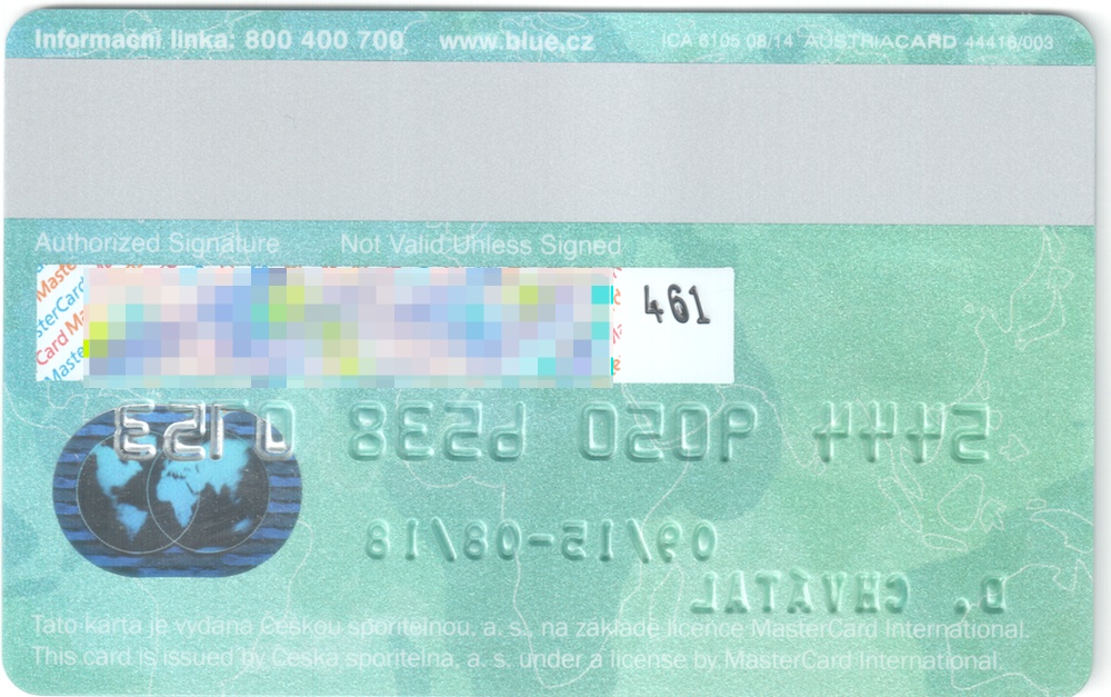 Kreditní karta České spořitelny vydávaná do 09/2016.