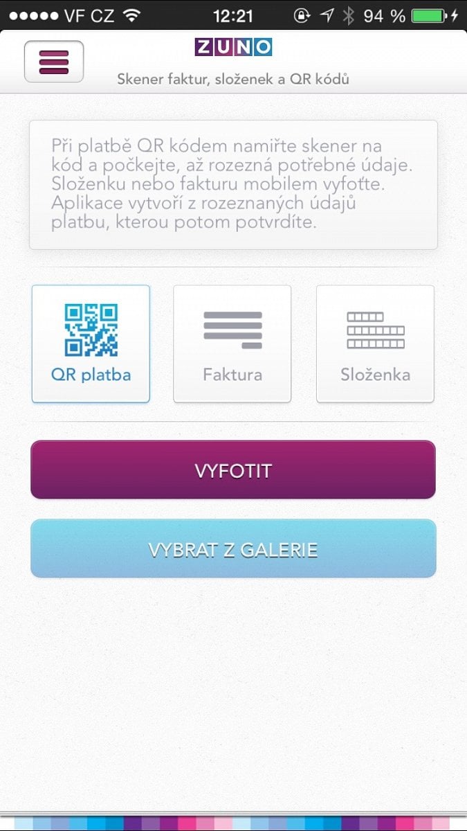 Mobilní bankovnictví Zuno Bank