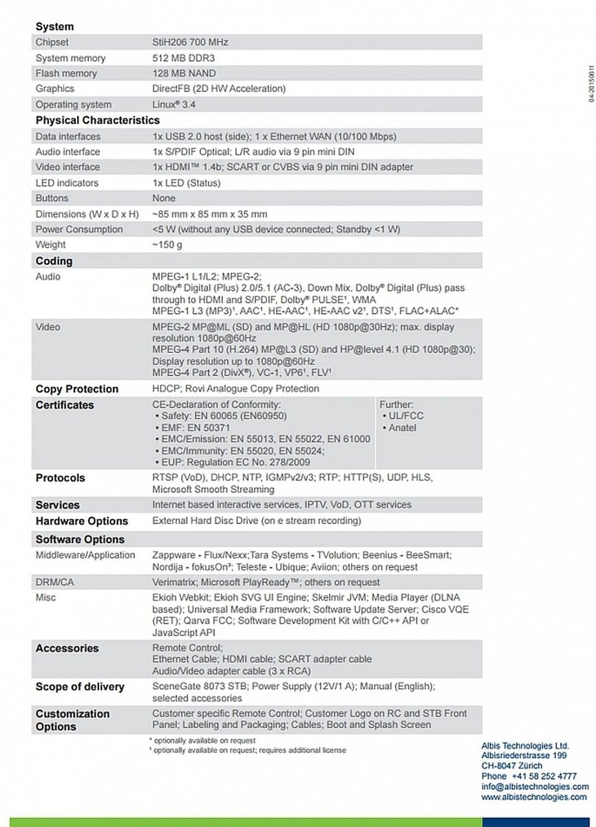 Albis SceneGate 8073+WIFI