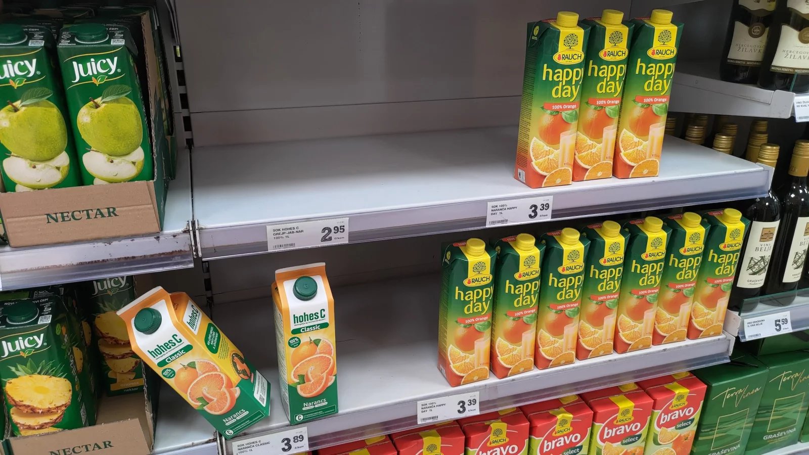Ceny potravin v Chorvatsku. Konzum, Baška, ostrov Krk. (9. 6. 2024)