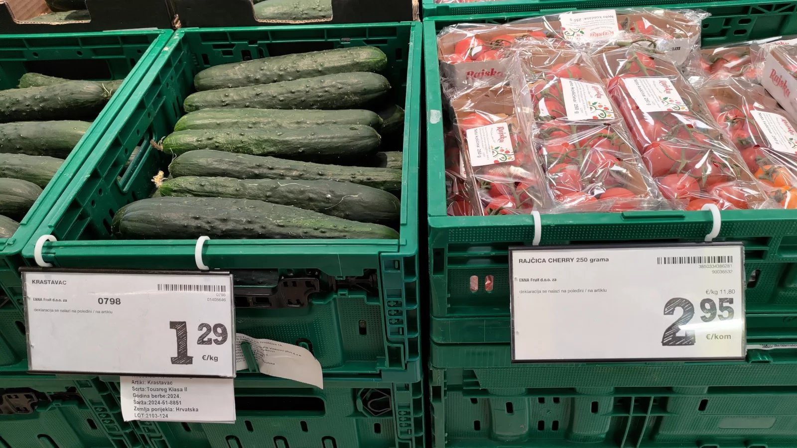 Ceny potravin v Chorvatsku. Konzum, Baška, ostrov Krk. (9. 6. 2024)