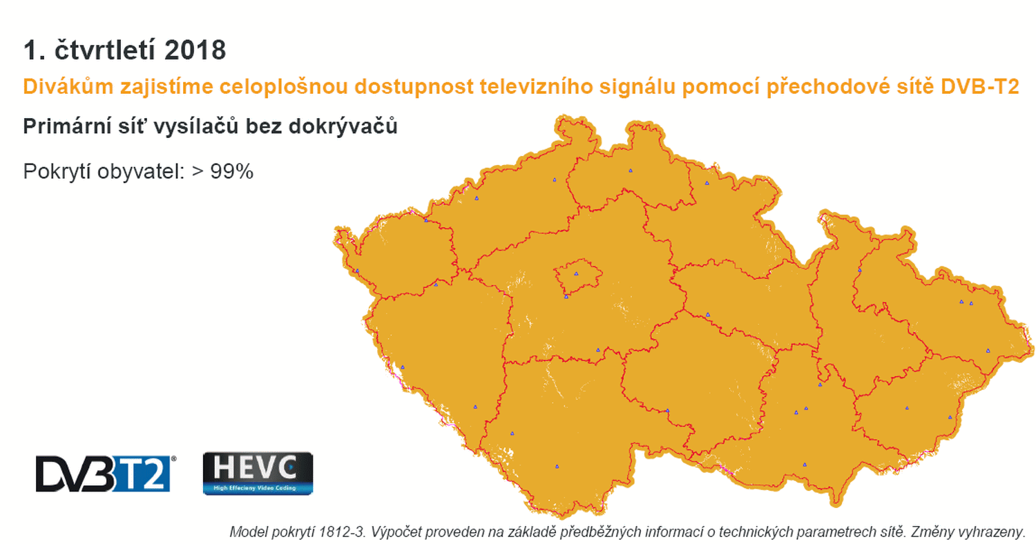 ČRa, DVB-T2 harmonogram a pokrytí, 31. červenec 2017