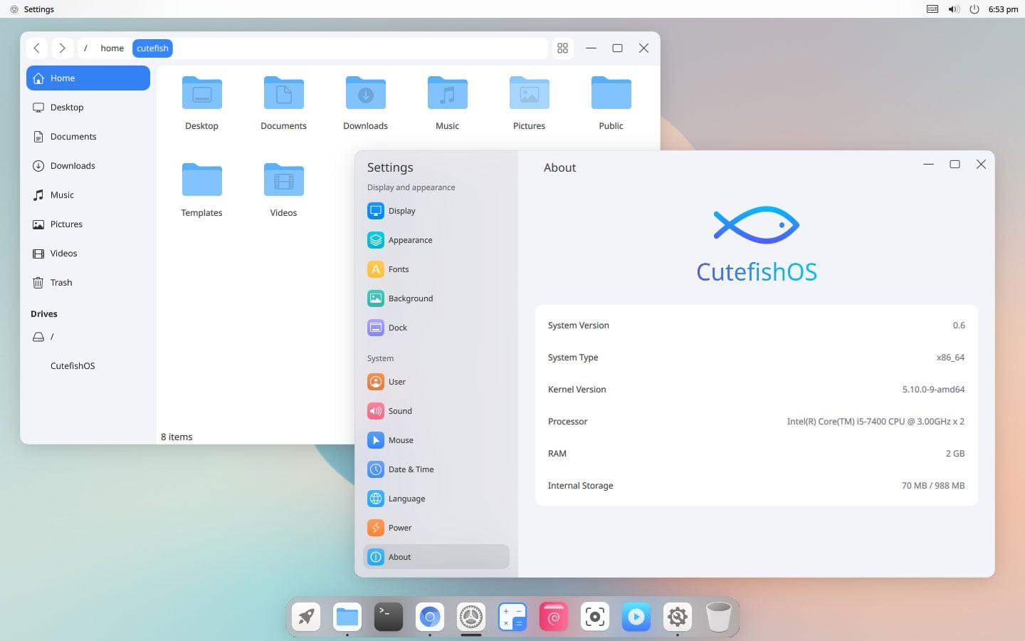 Cutefish OS 0.6 Beta