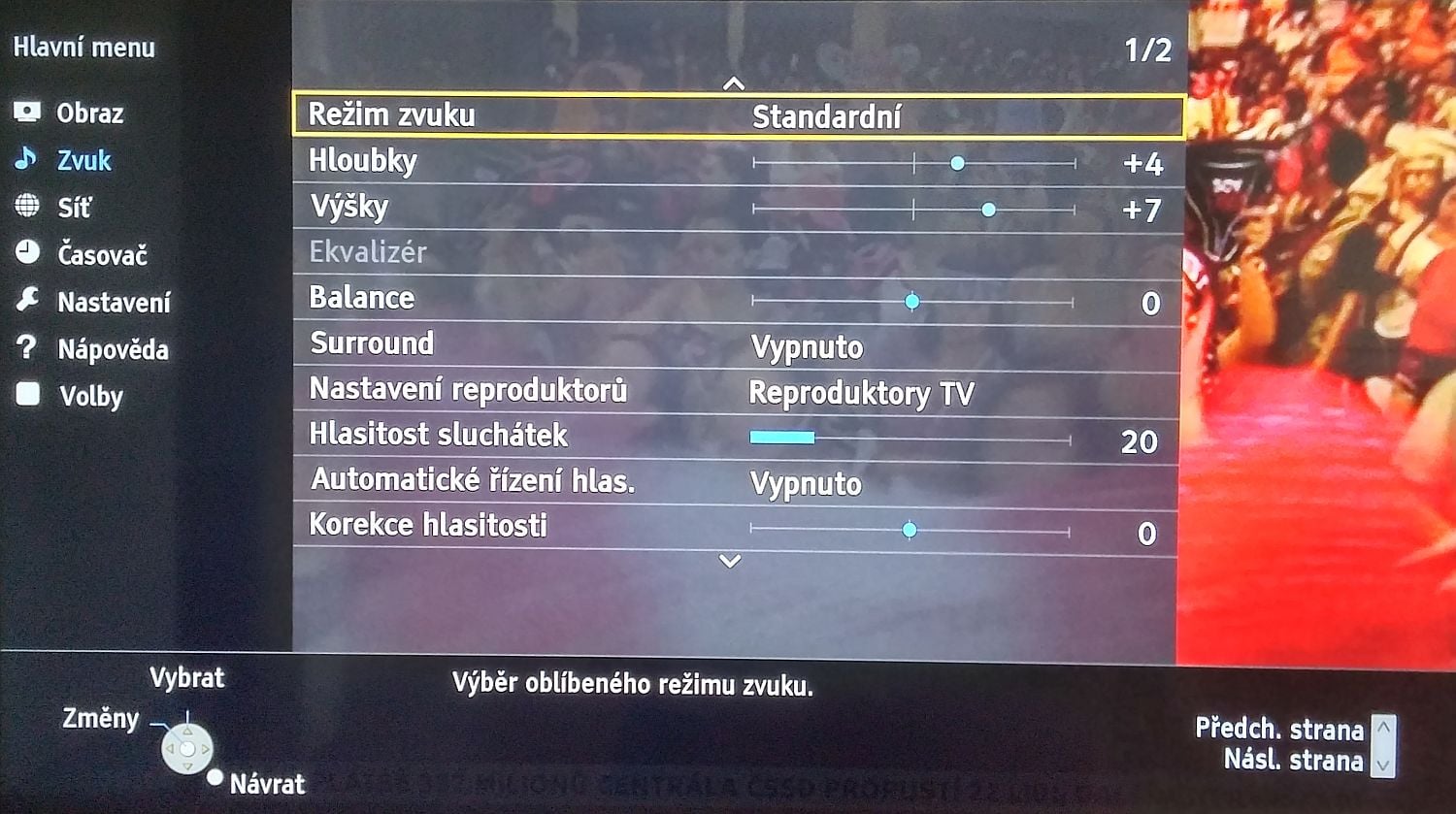 Panasonic TX-49DS500 - Menu nastavení
