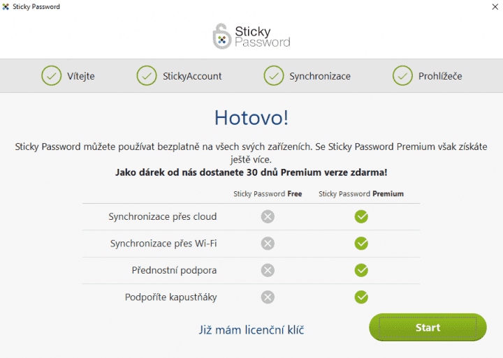 Rozdíly mezi verzí zdarma a verzí Premium