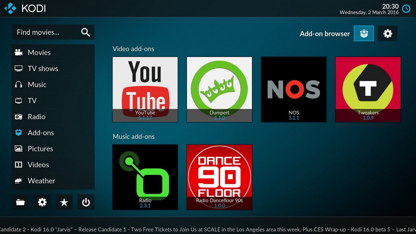 Kodi: nový vzhled Estuary/Estouchy