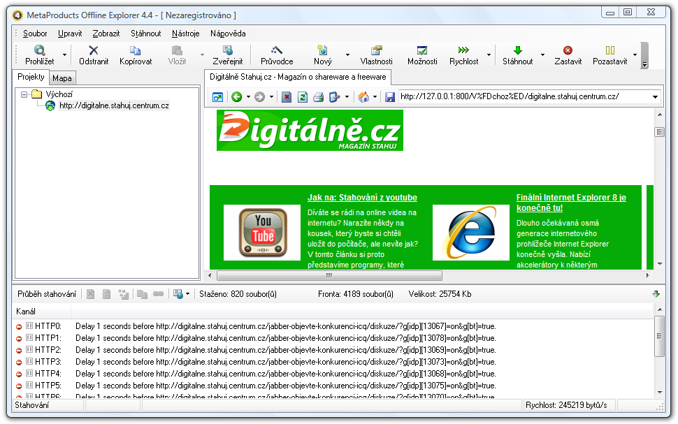 <p>Web je možné uvnitř aplikace ihned prohlížet</p>