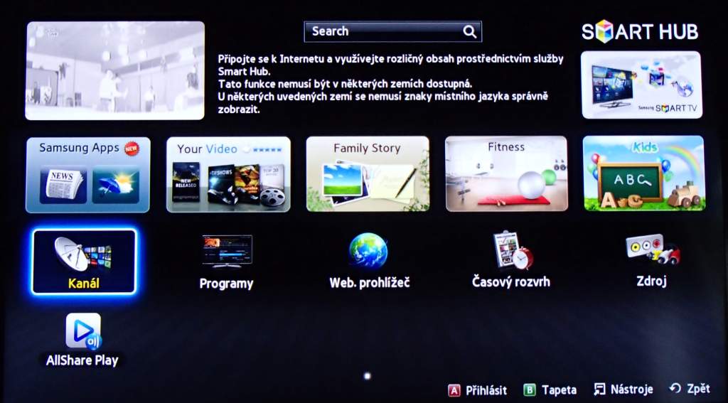 Setřídění kanálů není v menu a přijít na to, kde je, není jen tak. Přestěhovalo se totiž do aplikace Smart Hub sdružující ovšem zejména vstup na internet, do multimédií atd. Nyní ale naladěné stanice nikde jinde nesetřídíte.