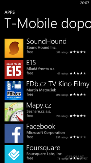T-Mobile doporučuje aplikace pro Windows Phone