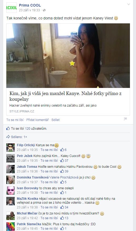 Vybrané erotické příspěvky z Facebooku Primy Cool