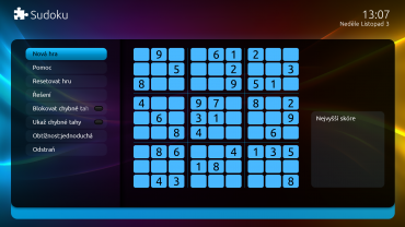 Jedním z doplňků aplikace je hra sudoku