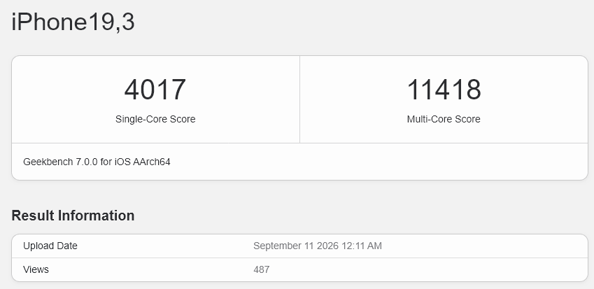 Apple A20 Pro v Geekbench