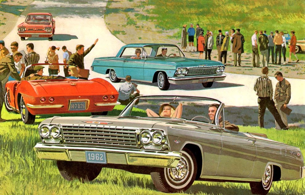 „Chevrolety tiše předou…“ – jak které a jak kdy. V dobách výroby jezdily převážně potichu, to až dnešní fetišisté opatřují americké vozy rourami místo výfuků…