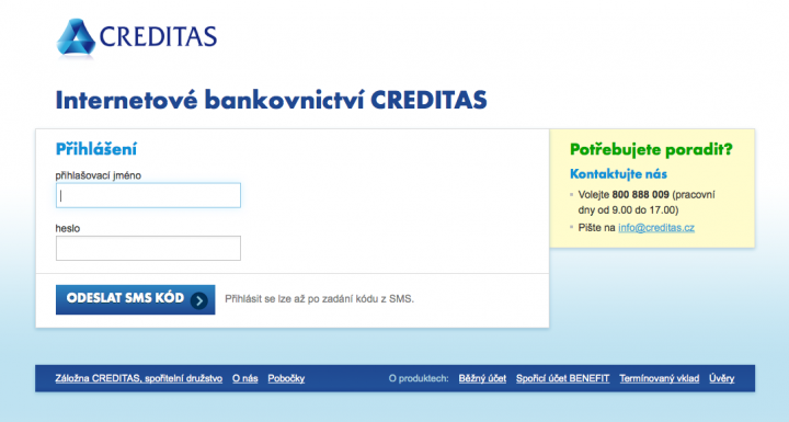 Internetové bankovnictví Záložny Creditas. 25.02.2015