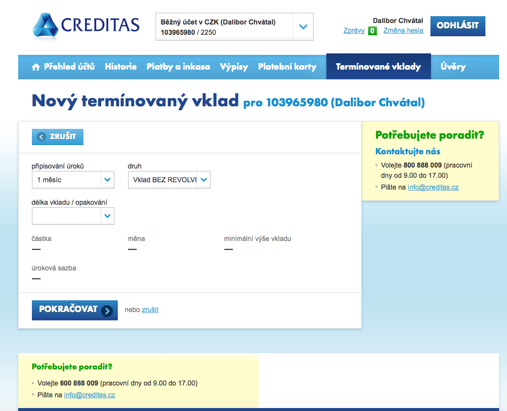 Internetové bankovnictví Záložny Creditas. 25.02.2015