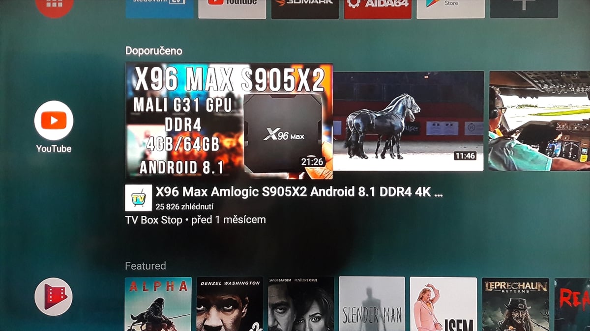 SledováníTV - Menu aplikace a YT účet