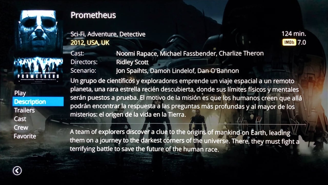 Uživatelské rozhraní Dune HD – katalog multimédií – filmy