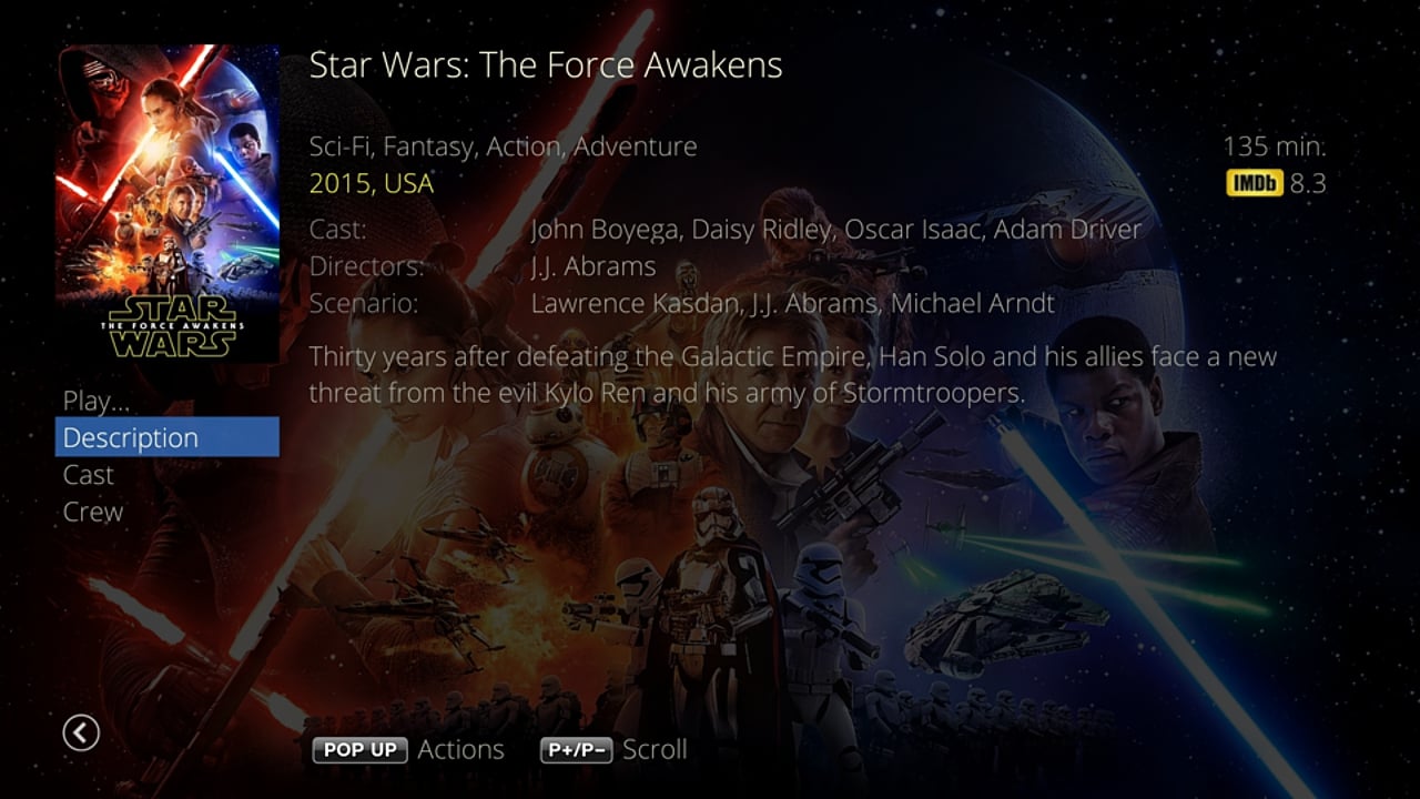 Uživatelské rozhraní Dune HD – katalog multimédií – filmy