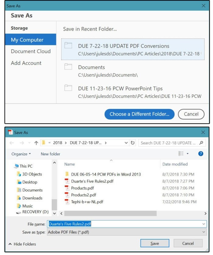 Uložení souboru ve formátu Adobe PDF